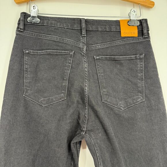 DUER Jeans Womens 29x27 Midweight Denim High Rise Straight Aged Black Button Fly - Picture 7 of 12